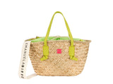 BORSA A SPALLA IN PAGLIA INTERNO VERDE