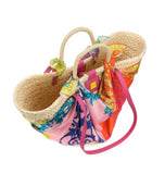 BORSA IN PAGLIA CON FOULARD "LEONE IMPERIALE" - EMANUELA BIFFOLI 22251