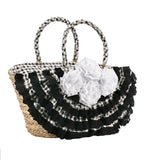 BORSA IN PAGLIA CON VICHY NERO Emanuela Biffoli