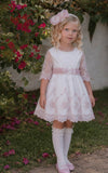 Vestito Miranda con pizzo panna e rosa