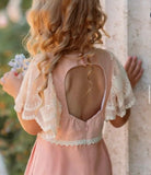 Tuta rosa pesca con pizzo Miranda