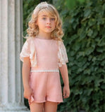 Tuta rosa pesca con pizzo Miranda