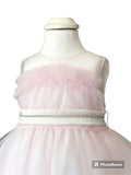 Abito in tulle rosa con fascia strass “la sartoria dei piccoli”