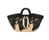BORSA IN PAGLIA CON PIZZO NERO