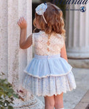 Vestito Miranda Celeste con pizzo