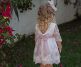 Vestito Miranda con pizzo panna e rosa