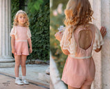 Tuta rosa pesca con pizzo Miranda