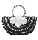 BORSA IN PAGLIA CON VICHY NERO Emanuela Biffoli