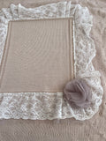 Coperta filo beige e tulle ricamato