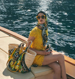 BORSA IN PAGLIA CON FOULARD "DOLCE VITA" LIMONI - EMANUELA BIFFOLI 22251