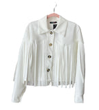 Giacca Crop frange scamosciata con bottoni