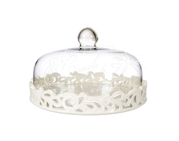 COCCOLE DI CASA TORTIERA CON CUPOLA IN VETRO ASHLEED30XH25CM BIANCO IN04114