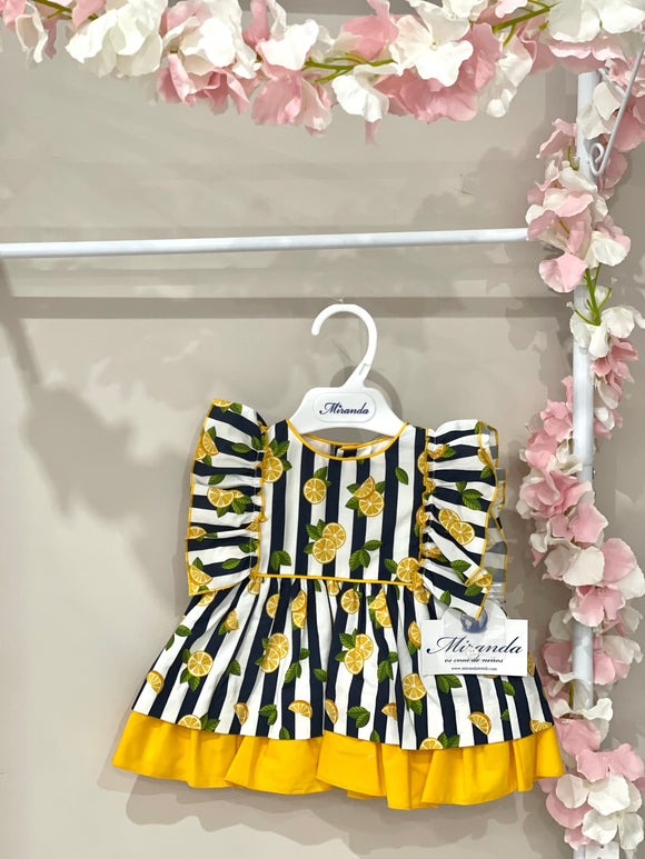 Miranda vestito con limoni blu e giallo