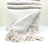 COPRILETTO TRAPUNTATO MATRIMONIALE CON VOLANT ORGANDIS   +Colori (Avorio-Rosa)