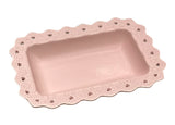 Vassoio Blanc Mariclo' rosa ceramica bordi smerlati shabby