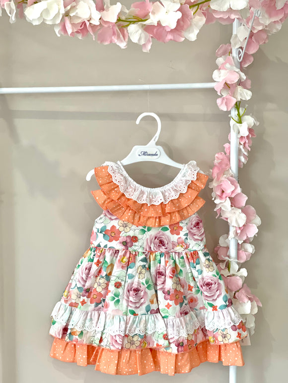 Miranda vestito con fiori arancione