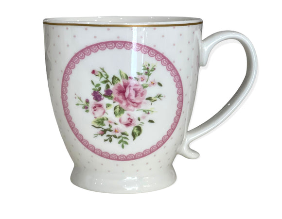 L'ARTE DI NACCHI mug tazza da latte a fiori ceramica bianca 10x14x10,5 cm
