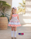 Miranda vestito con fiori arancione