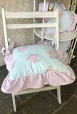 CUSCINO DA SEDIA CHARLOTTE SHABBY CHIC TIFFANY ROSE ROSA CON BALZA ATELIER 17