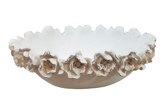 Ciotola ovale in resina con bordo con rose