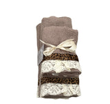 Set asciugamano 1+1 Leopardati con Pizzo