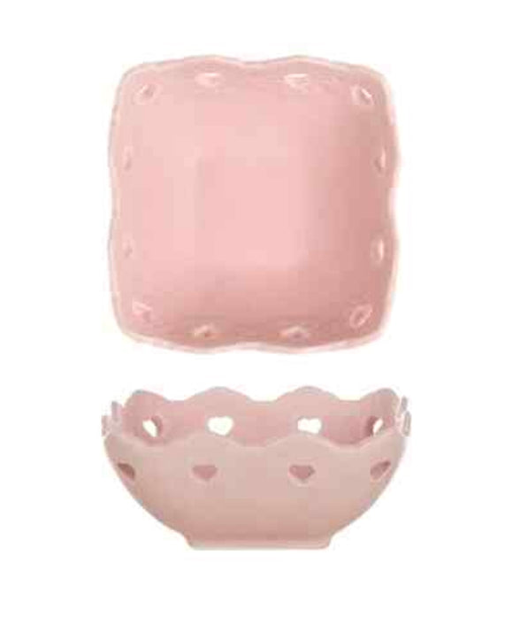 Coppetta dolci Blanc Mariclo' bordo smerlato ceramica rosa shabby chic