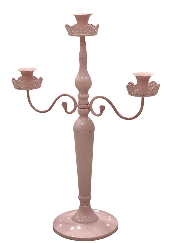 Candeliere 3 Fiamme H 55 Bianco Acciaio Bianco LINEA ARTEMIS