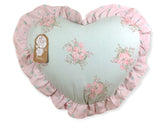 Cuscino a cuore con frappa serie Charlotte colore Tiffany