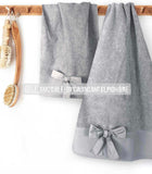 Set Asciugamani Bagno 100% Cotone Modello Fiocco Beige 1+