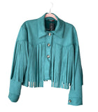 Giacca Crop frange scamosciata con bottoni