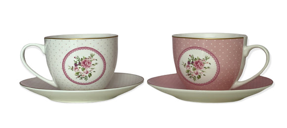 L’Arte Di Nacchi Set 4 tazze da the a fiorì ceramica   +Colori