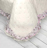 COPRILETTO TRAPUNTATO MATRIMONIALE CON VOLANT ORGANDIS   +Colori (Avorio-Rosa)