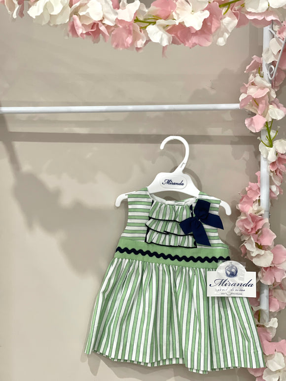 Miranda Vestito Verde con fiocco Blu
