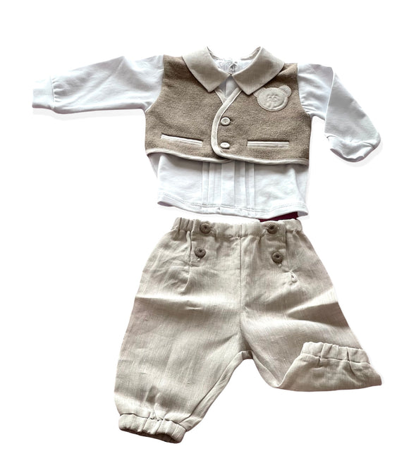 Completo La Sartoria Dei Piccoli in Cotone e Lino beige