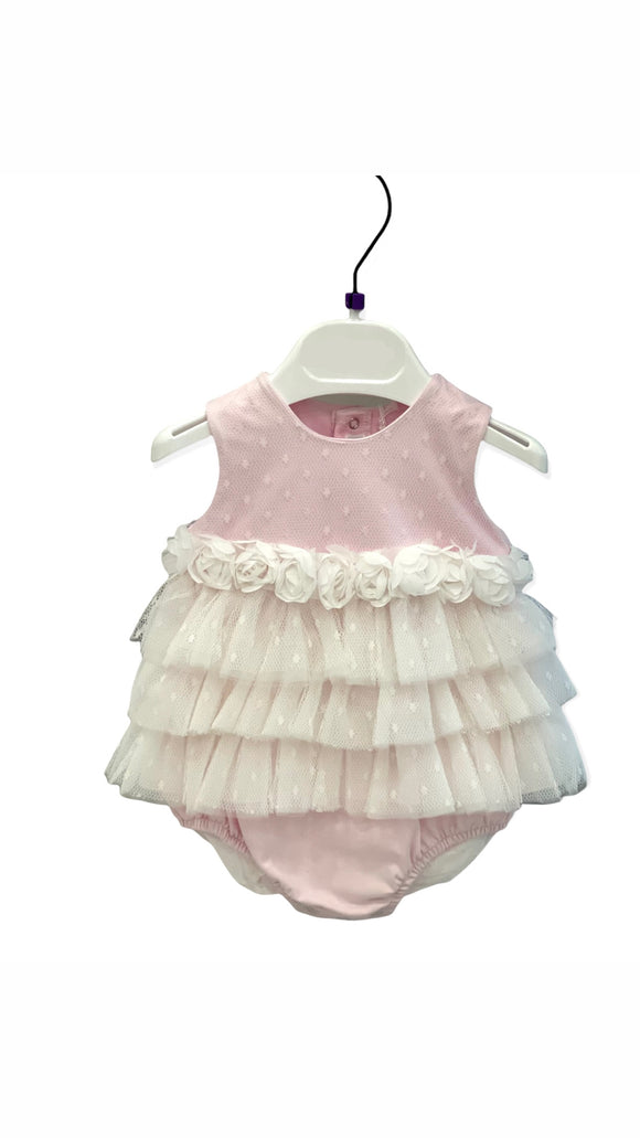 Vestitino Neonata Con Rose e tulle La Sartoria Dei piccoli