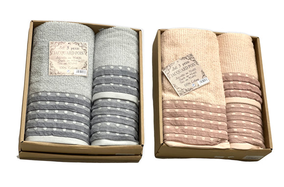 Set 3 pezzi Jaquard Pois 100% cotone