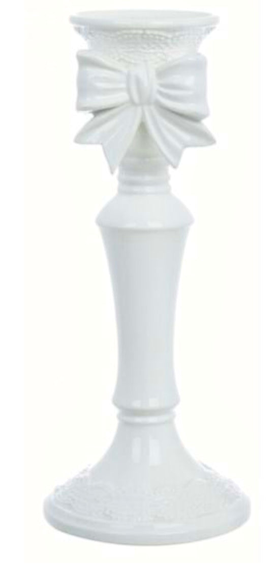 PORTACANDELAIN CERAMICA BIANCA CON DECORO FIOCCO DELLA COLLEZIONE SENTIMENTO DI BLANC MARICLÒ