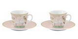 EasyLife Dancing Herons Set 2 tazzine caffe con piattino in porcellana