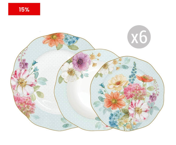 Servizio da tavola 18 pezzi COTTAGE FLOWERS