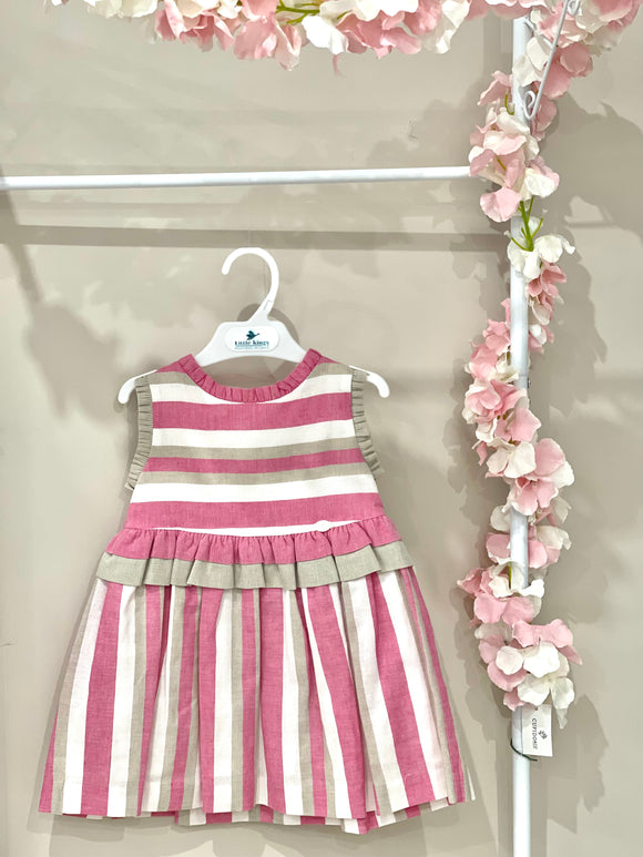 Miranda Vestito a righe rosa beige e bianco da 2 a 12 anni