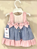 Linea Nel Blu vestitino color jenas e rosa con fiocchi dietro