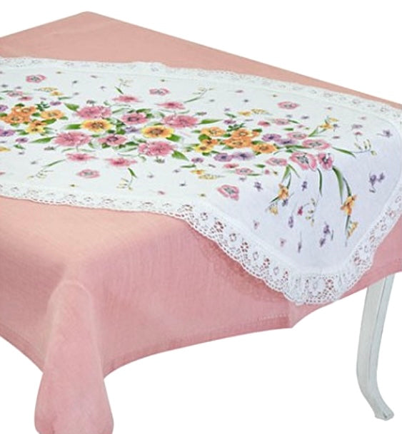 CENTRO TAVOLA Preziosa Luxury Home PRIMULA 45X90 STAMPA FLOREALE SAVIM