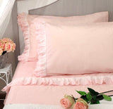 AT17 Completo Letto Matrimoniale con Pizzo Sangallo Shabby Chic Colore Rosa