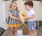 Miranda vestito con limoni blu e giallo