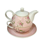 L'arte di Nacchi L'arte di Nacchi Teiera con Tazza e piattino a Fiori Ceramica Rosa 016.5 H14cm  +Colori