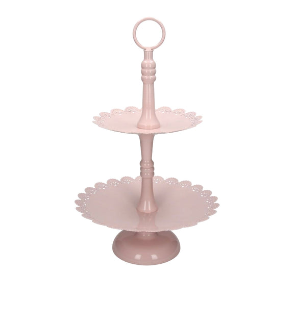 Alzata 2 Ripiani Cm 24×40h Rosa Cipria Acciaio Rosa LINEA ARTEMIS