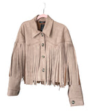 Giacca Crop frange scamosciata con bottoni