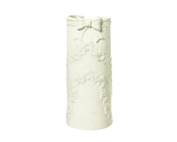 L’ARTE DI NACCHI PORTABICCHIERI CERAMICA BIANCO CON FIOCCO Ø9 H22 CM