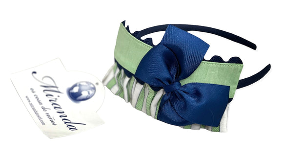 Miranda Cerchietto verde con fiocco blu