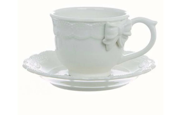 Tazze the con piattino Fiocco Blanc Mariclo Sentimento Collection